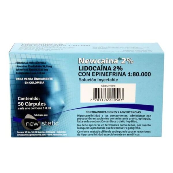 Anestesia Newcaina® 2% E-80 - Caja x 50 Ud New Stetic